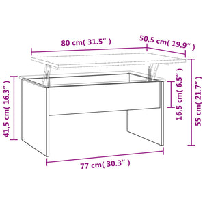 Tavolino da Salotto Bianco 80x50,5x41,5 cm Legno Multistrato