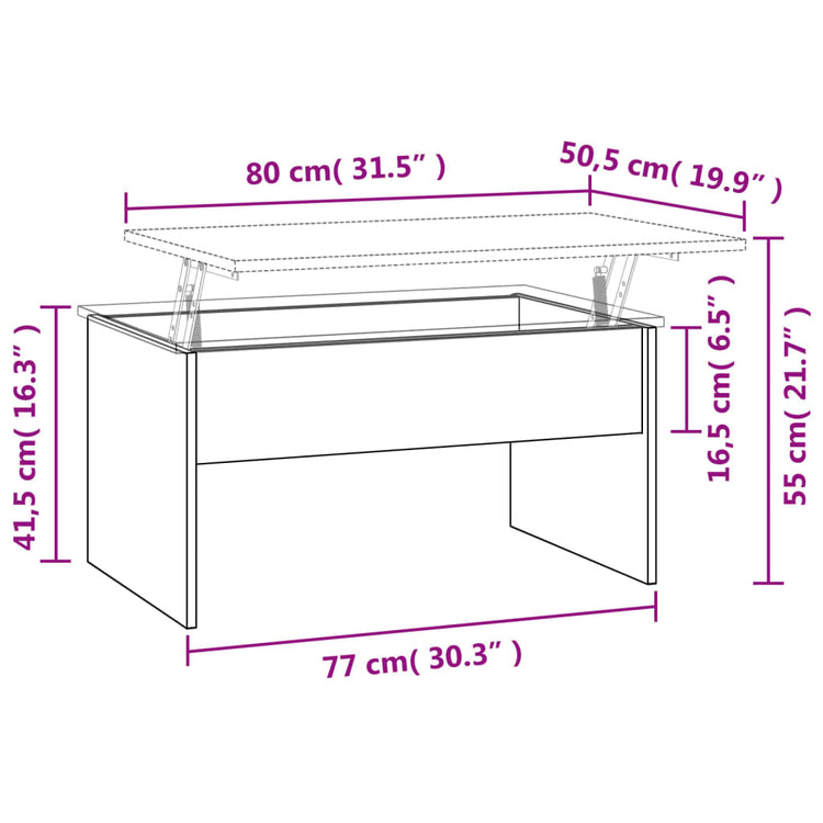 Tavolino da Salotto Bianco 80x50,5x41,5 cm Legno Multistrato