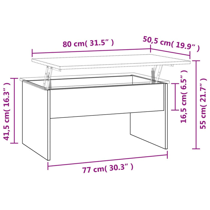 Tavolino Salotto Rovere Sonoma 80x50,5x41,5cm Legno Multistrato