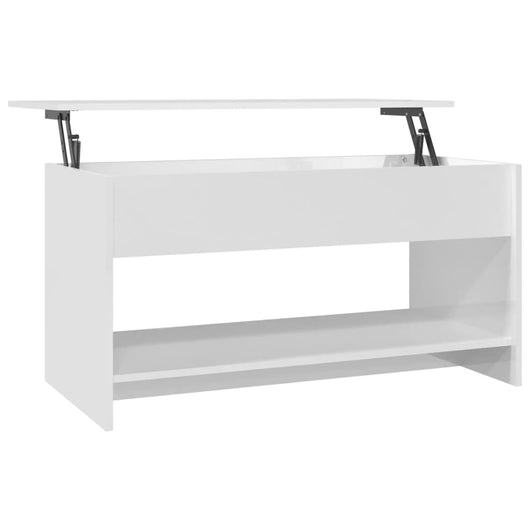 Tavolino Salotto Bianco Lucido 102x50x52,5 cm Legno Multistrato cod mxl 8794