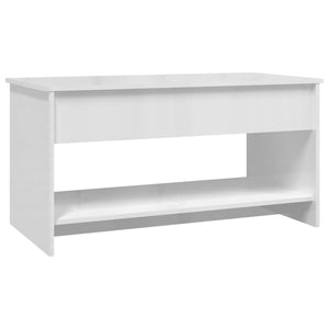 Tavolino Salotto Bianco Lucido 102x50x52,5 cm Legno Multistrato cod mxl 8794