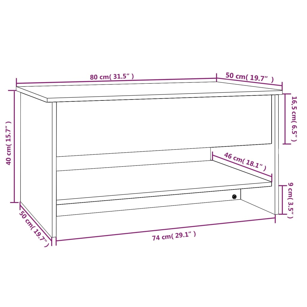 Tavolino da Salotto Rovere Sonoma 80x50x40 cm Legno Multistrato cod mxl 19822