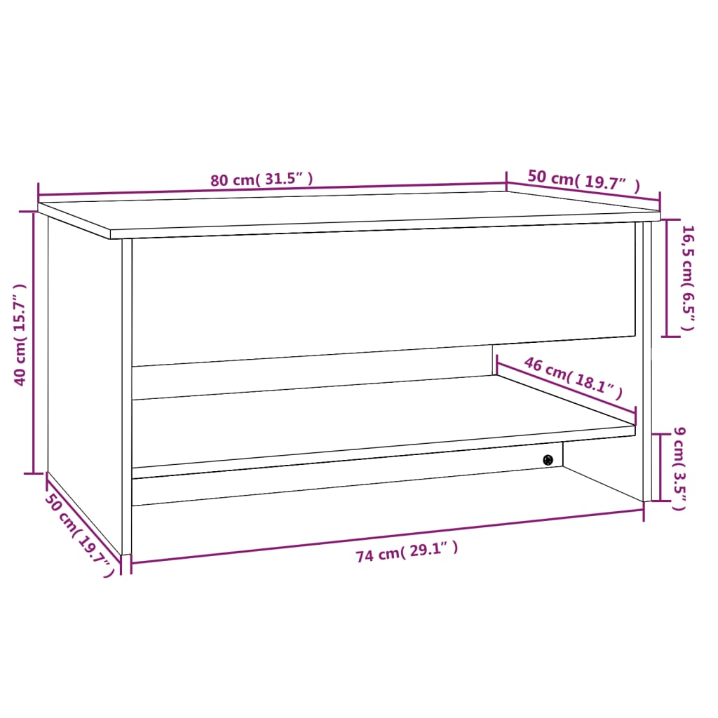 Tavolino da Salotto Grigio Cemento 80x50x40cm Legno Multistrato cod mxl 19859