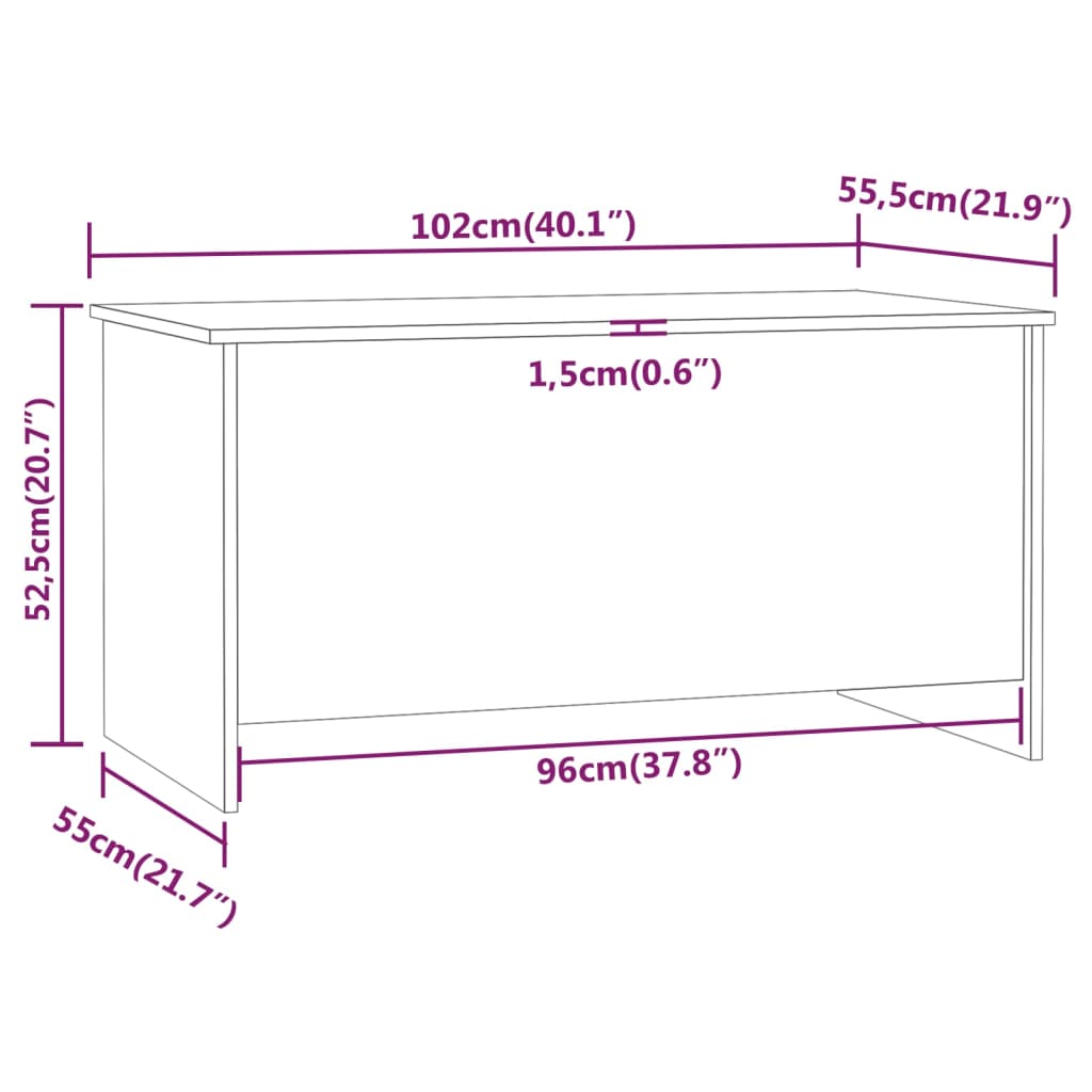 Tavolino Grigio Cemento 102x55,5x52,5 cm in Legno Multistrato cod mxl 9269