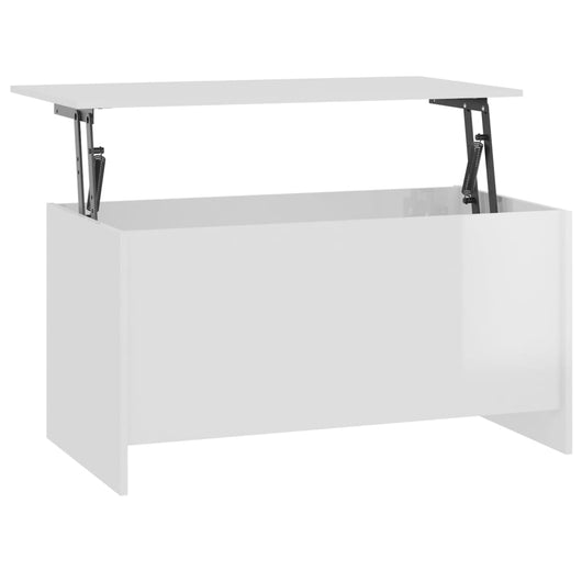 Tavolino Bianco Lucido 102x55,5x52,5 cm in Legno Multistrato cod mxl 15522