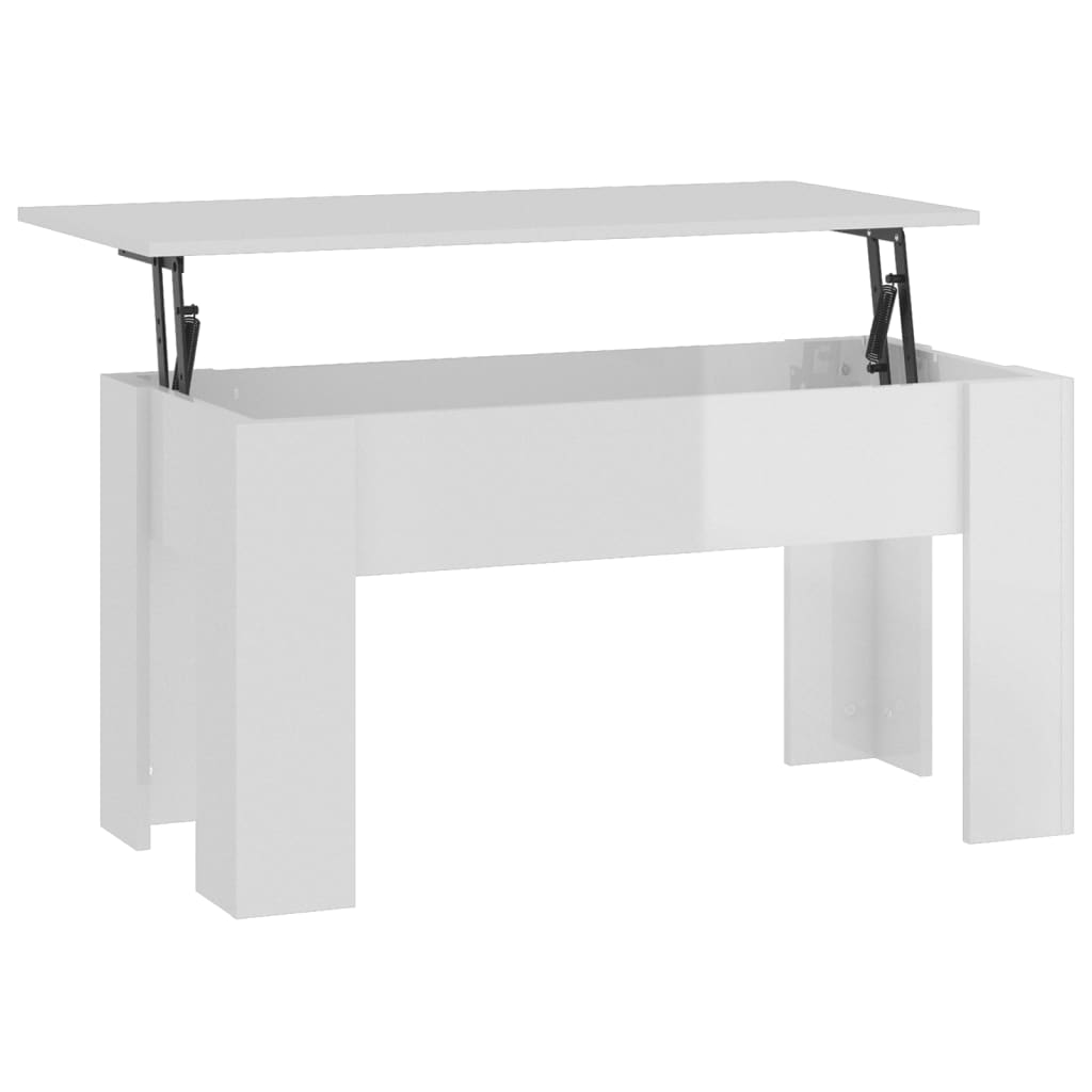 Tavolino da Salotto Bianco Lucido 101x49x52 cm Legno Compensato cod mxl 19561