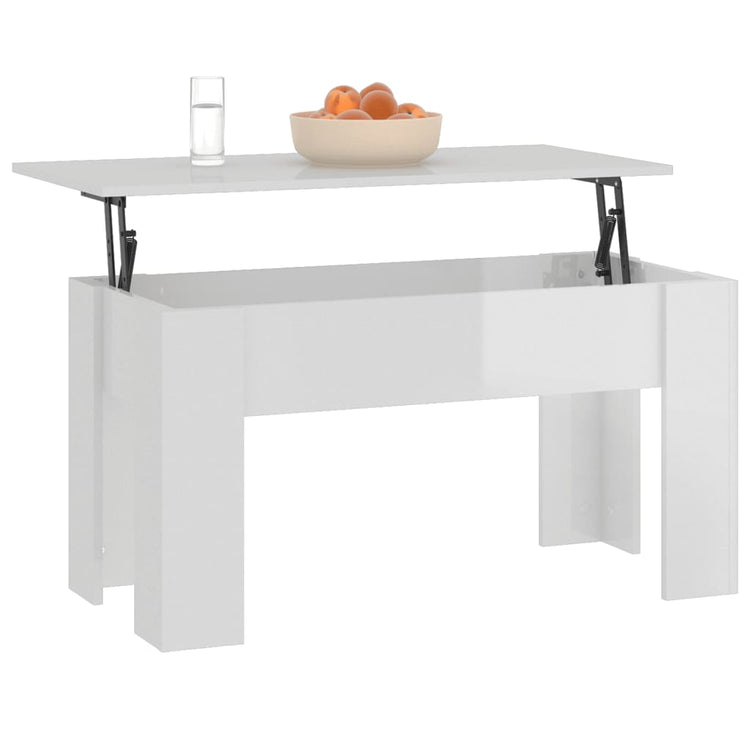 Tavolino da Salotto Bianco Lucido 101x49x52 cm Legno Compensato cod mxl 19561