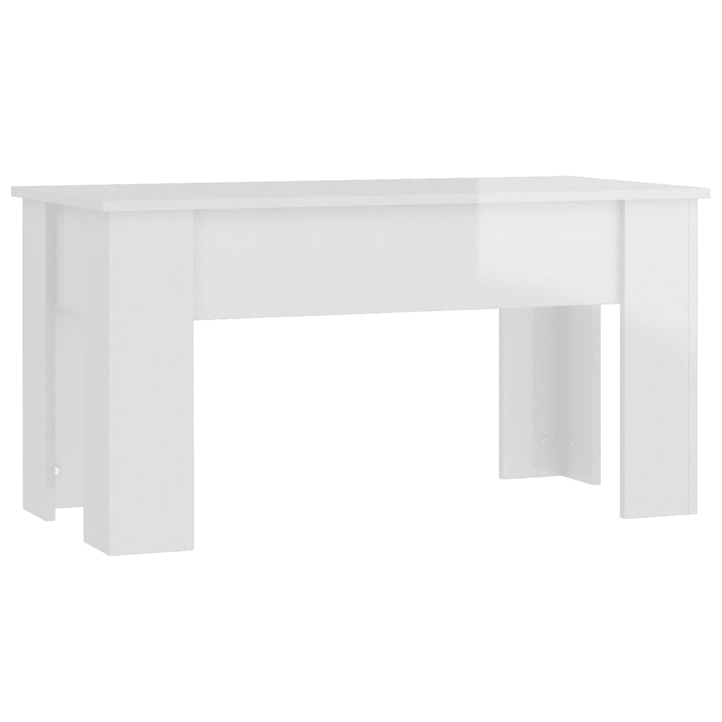 Tavolino da Salotto Bianco Lucido 101x49x52 cm Legno Compensato cod mxl 19561