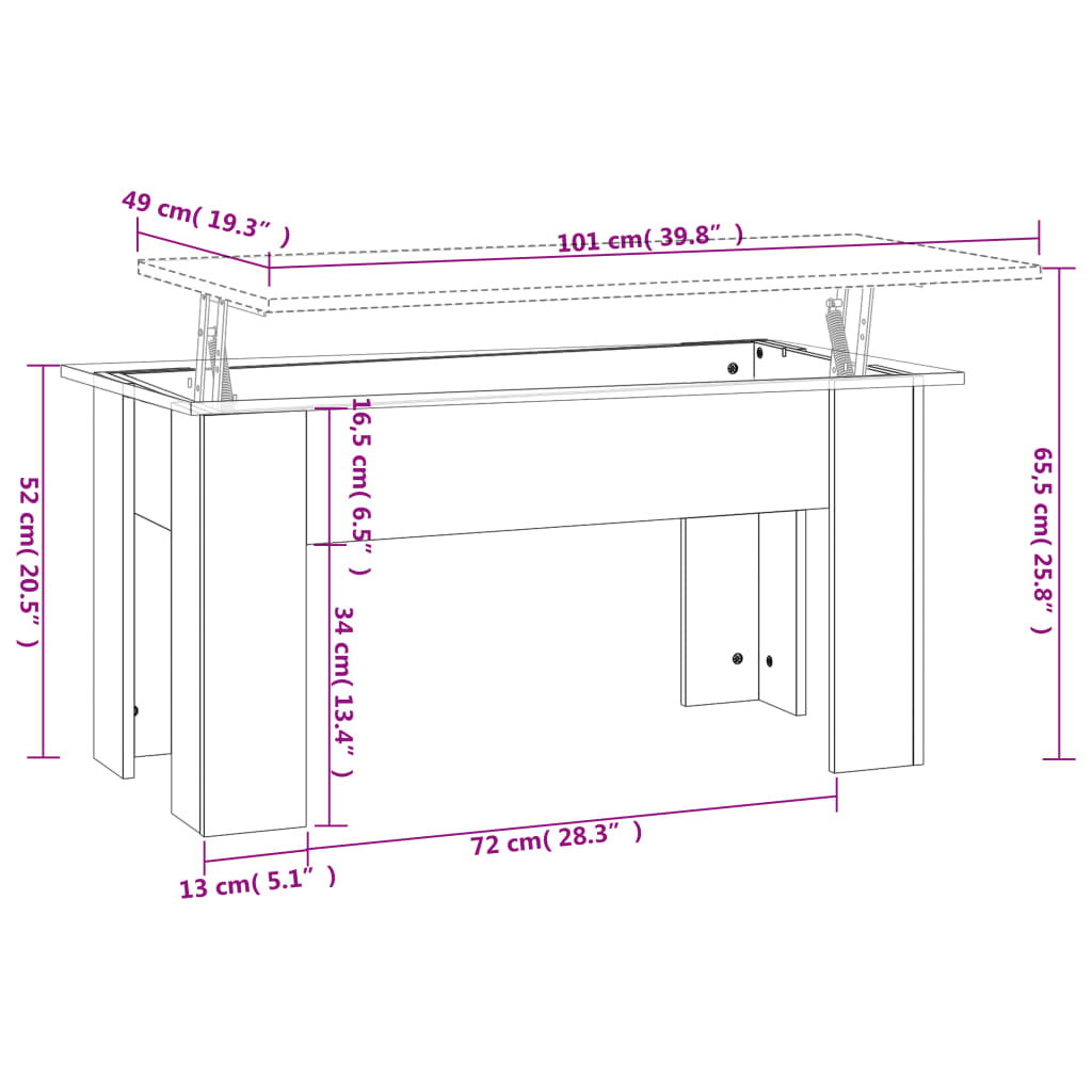 Tavolino da Salotto Bianco Lucido 101x49x52 cm Legno Compensato cod mxl 19561