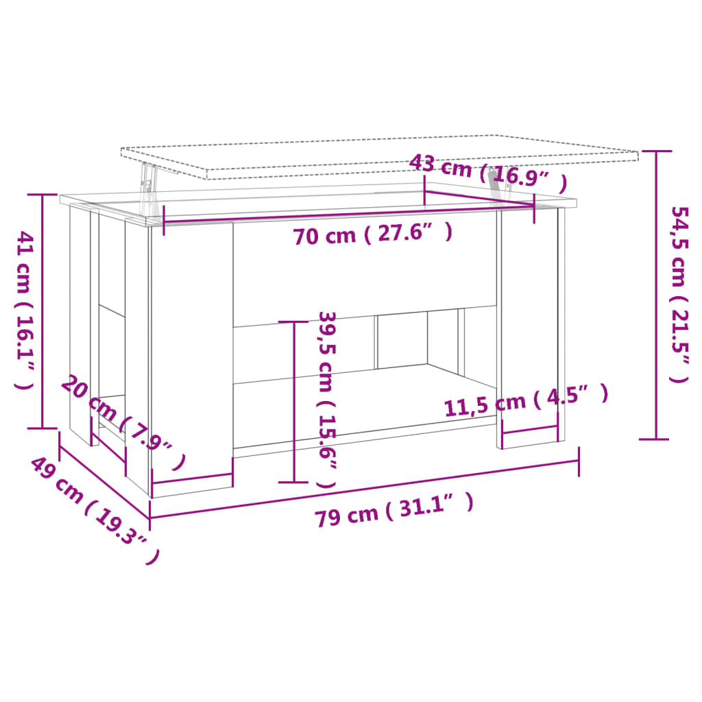 Tavolino da Salotto Bianco 79x49x41 cm in Legno Multistrato