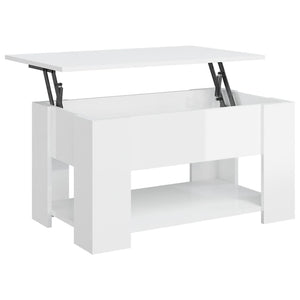 Tavolino da Salotto Bianco Lucido 79x49x41 cm Legno Multistrato