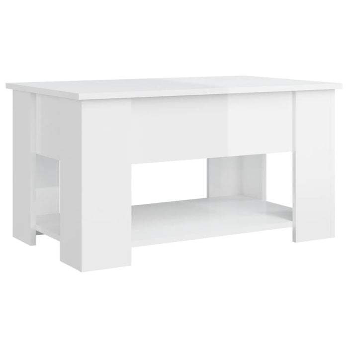 Tavolino da Salotto Bianco Lucido 79x49x41 cm Legno Multistrato