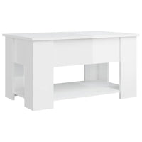 Tavolino da Salotto Bianco Lucido 79x49x41 cm Legno Multistrato 809716