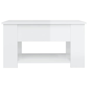 Tavolino da Salotto Bianco Lucido 79x49x41 cm Legno Multistrato