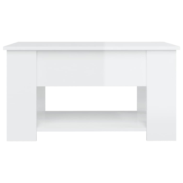 Tavolino da Salotto Bianco Lucido 79x49x41 cm Legno Multistrato