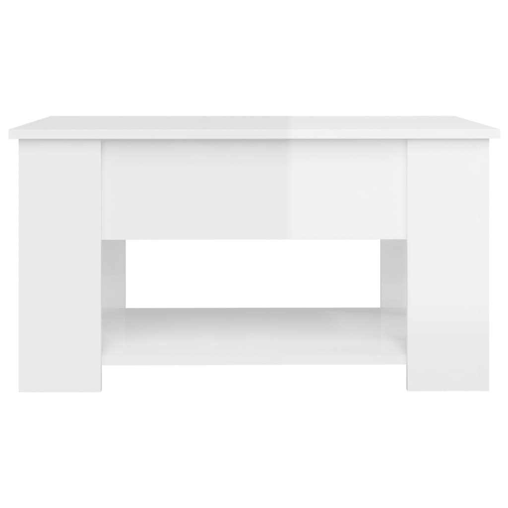 Tavolino da Salotto Bianco Lucido 79x49x41 cm Legno Multistrato 809716