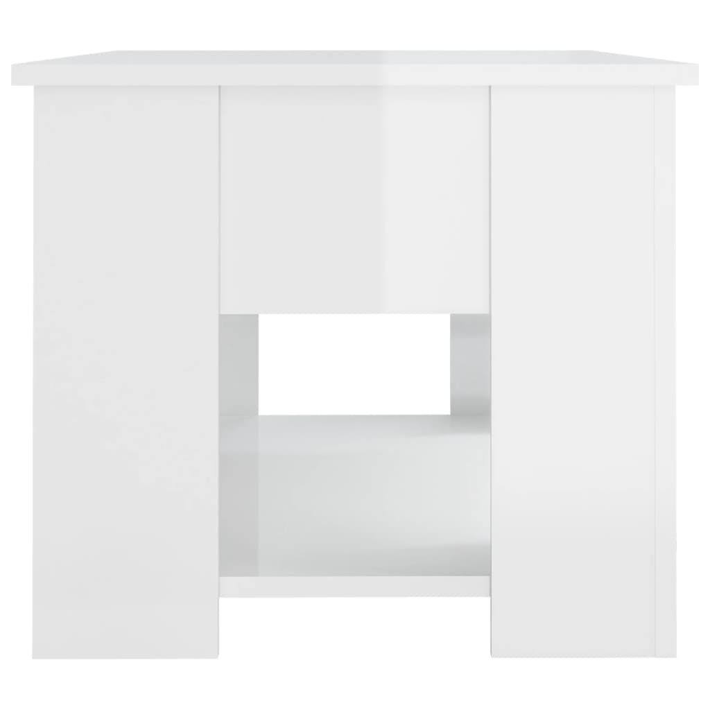 Tavolino da Salotto Bianco Lucido 79x49x41 cm Legno Multistrato