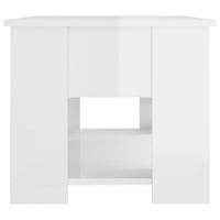 Tavolino da Salotto Bianco Lucido 79x49x41 cm Legno Multistrato 809716