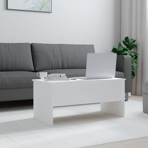 Tavolino da Salotto Bianco 102x50,5x46,5cm in Legno Multistrato 809719