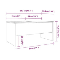 Tavolino da Salotto Bianco 102x50,5x46,5cm in Legno Multistrato cod mxl 15491