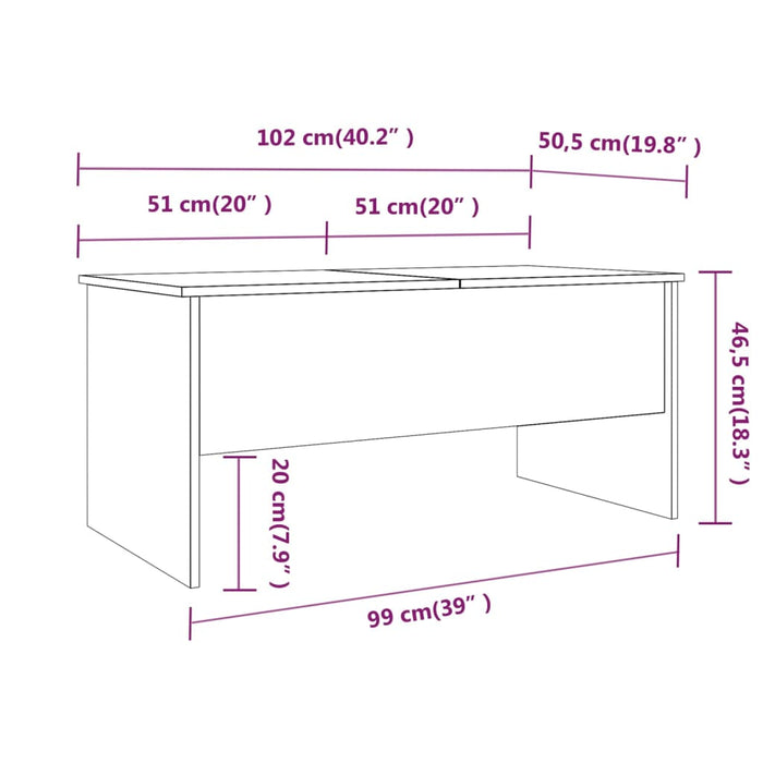 Tavolino da Salotto Bianco 102x50,5x46,5cm in Legno Multistrato cod mxl 15491