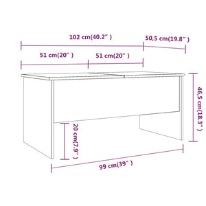 Tavolino da Salotto Bianco 102x50,5x46,5cm in Legno Multistrato 809719