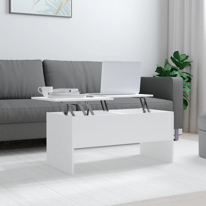 Tavolino da Salotto Bianco 102x50,5x46,5cm in Legno Multistrato cod mxl 15491