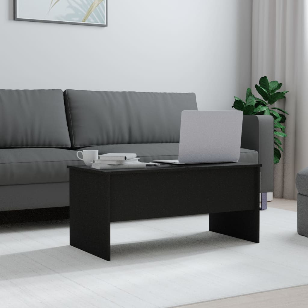 Tavolino da Salotto Nero 102x50,5x46,5 cm in Legno Multistrato