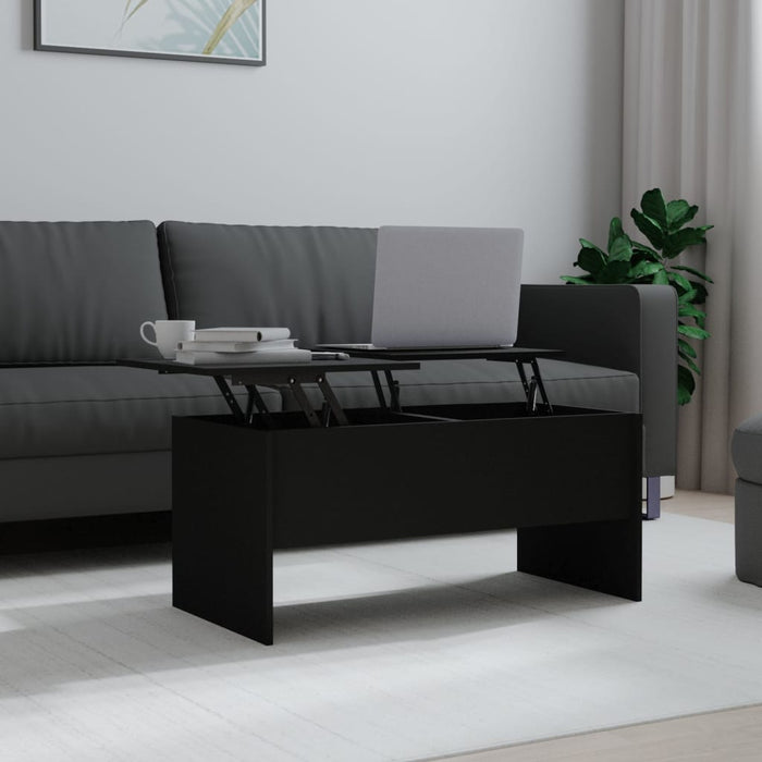 Tavolino da Salotto Nero 102x50,5x46,5 cm in Legno Multistrato