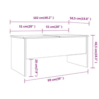 Tavolino Grigio Cemento 102x50,5x46,5 cm in Legno Multistrato cod mxl 23493