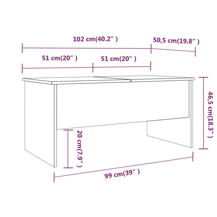 Tavolino Grigio Cemento 102x50,5x46,5 cm in Legno Multistrato cod mxl 23493