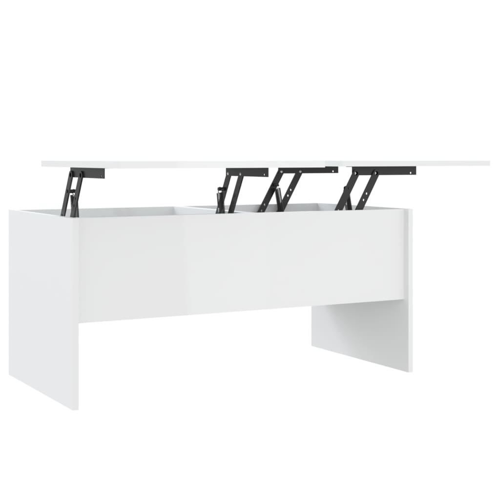 Tavolino Bianco Lucido 102x50,5x46,5 cm in Legno Multistrato 809725