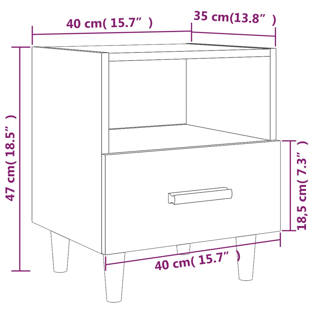 Comodini 2 pz Grigio Cemento 40x35x47 cm cod mxl 30095