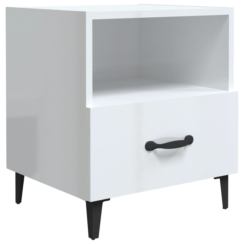 Comodino Bianco Lucido in Legno Multistrato 812036