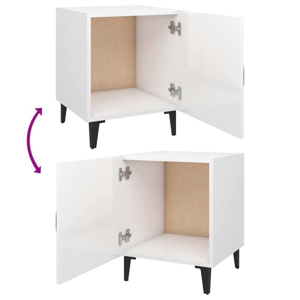 Comodini 2 pz Bianco Lucido in Legno Multistrato cod mxl 29920