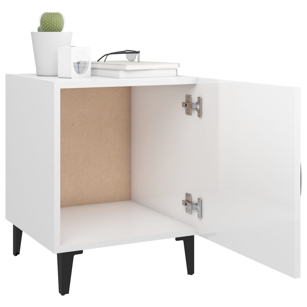 Comodini 2 pz Bianco Lucido in Legno Multistrato cod mxl 29920