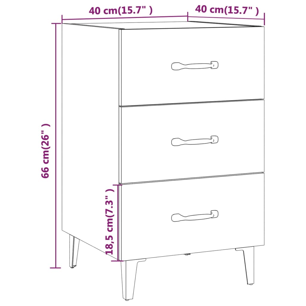 Comodino Bianco 40x40x66 cm in Legno Multistrato 812087