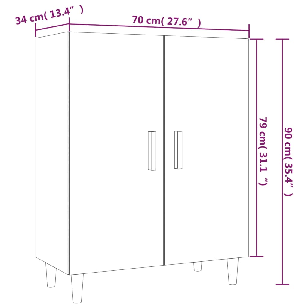 Credenza Bianca 70x34x90 cm in Legno Multistrato cod mxl 7500