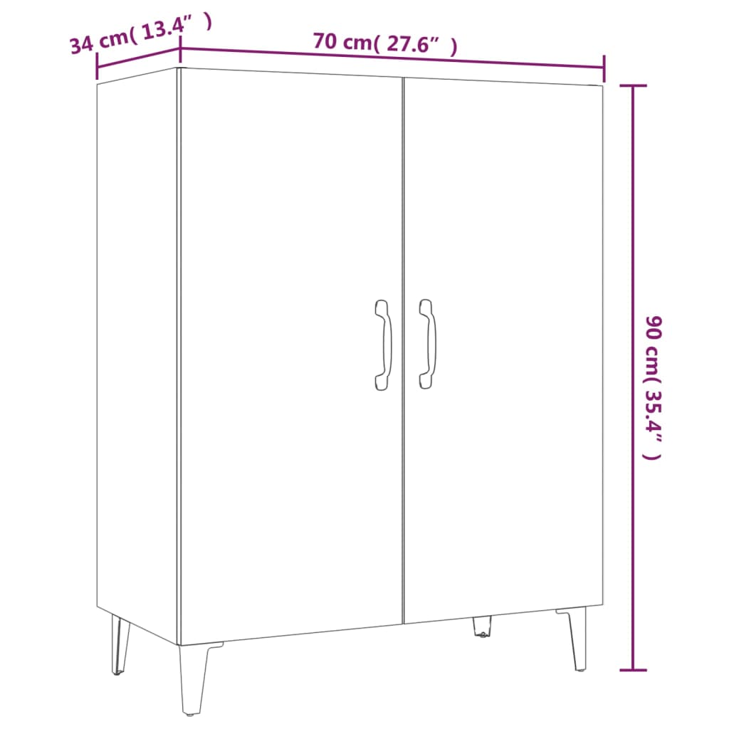 Credenza Bianca 70x34x90 cm in Legno Multistrato cod mxl 9052