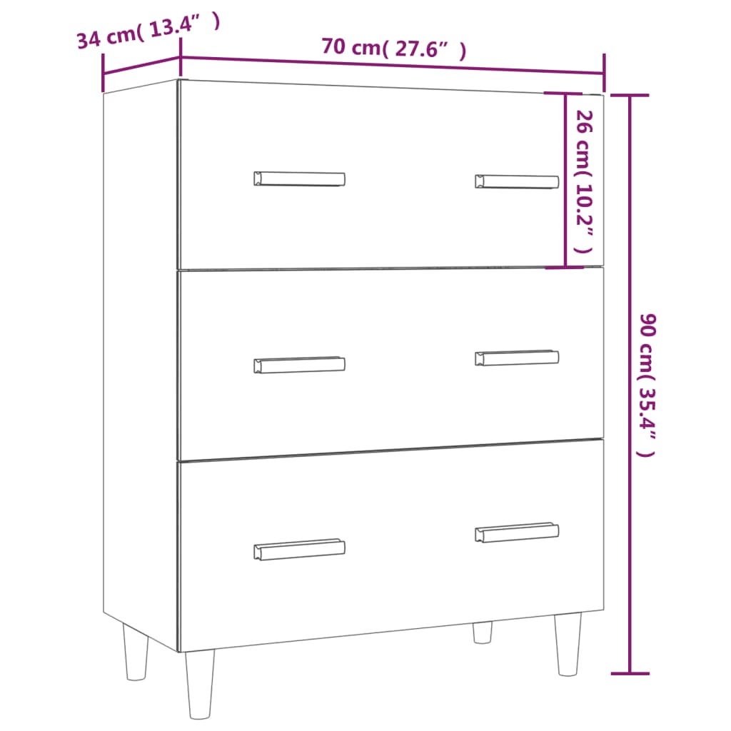 Credenza Bianca 70x34x90 cm in Legno Multistrato cod mxl 14039