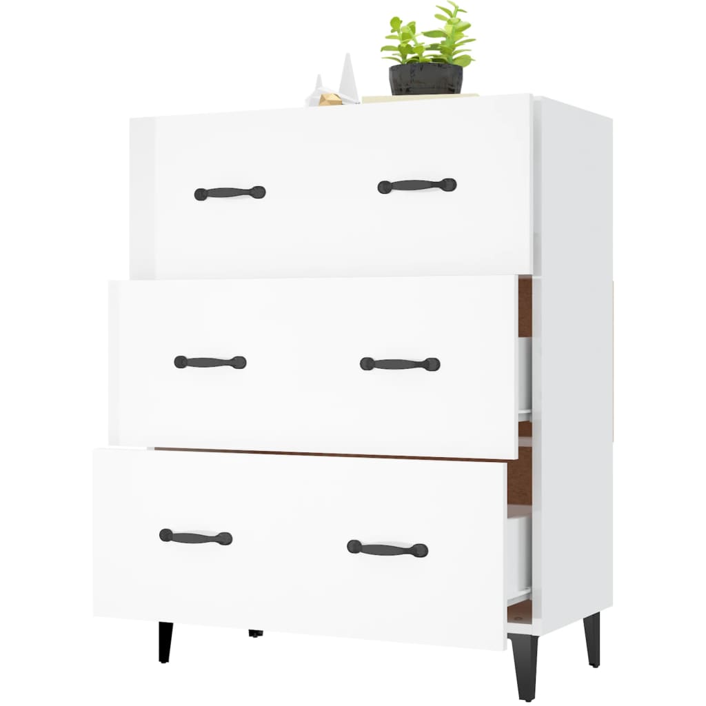 Credenza 69,5x34x90 cm in Legno Multistrato Bianco Lucido cod mxl 65708