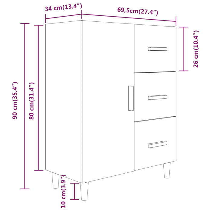 Credenza Nera 69,5x34x90 cm in Legno Multistrato 812169