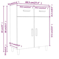 Credenza Nera 69,5x34x89 cm in Legno Multistrato 812187