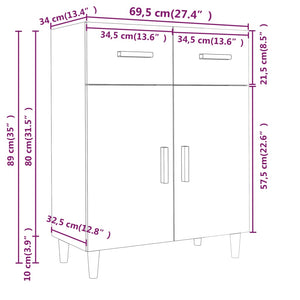 Credenza Nera 69,5x34x89 cm in Legno Multistrato 812187