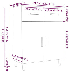 Credenza Grigio Cemento 69,5x34x89 cm in Legno Multistrato cod mxl 18135