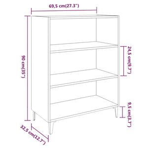 Credenza Nera 69,5x32,5x90 cm in Legno Multistrato