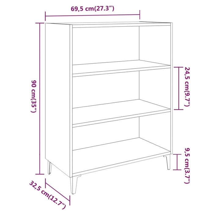 Credenza 69,5x32,5x90 cm Bianco Lucido in Legno Multistrato