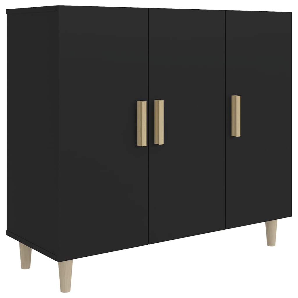 Credenza Nera 90x34x80 cm in Legno Multistrato cod mxl 8843