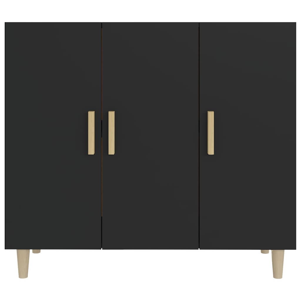 Credenza Nera 90x34x80 cm in Legno Multistrato cod mxl 8843