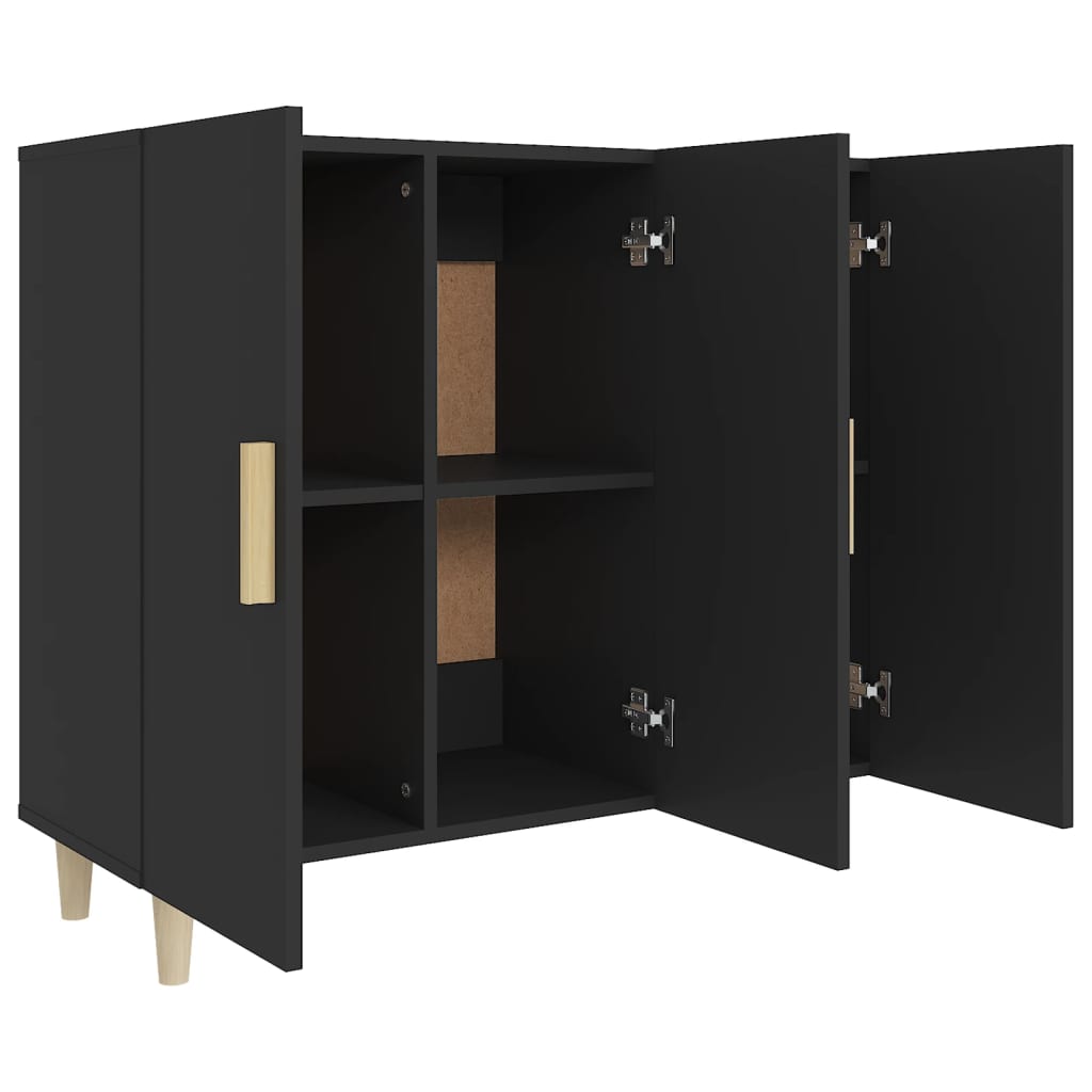 Credenza Nera 90x34x80 cm in Legno Multistrato 812493